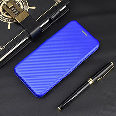 Leather Case Stands Flip Cover Holder L04Z for Samsung Galaxy A21s Blue