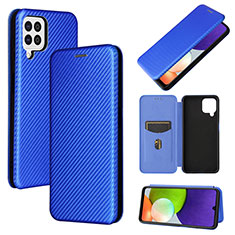 Leather Case Stands Flip Cover Holder L04Z for Samsung Galaxy A22 4G Blue
