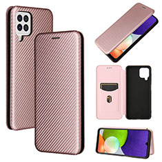 Leather Case Stands Flip Cover Holder L04Z for Samsung Galaxy A22 4G Rose Gold