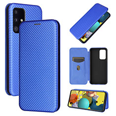 Leather Case Stands Flip Cover Holder L04Z for Samsung Galaxy A52 4G Blue