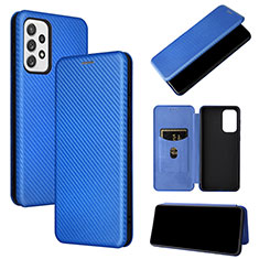 Leather Case Stands Flip Cover Holder L04Z for Samsung Galaxy A73 5G Blue