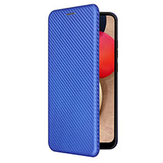 Leather Case Stands Flip Cover Holder L04Z for Samsung Galaxy M02s Blue