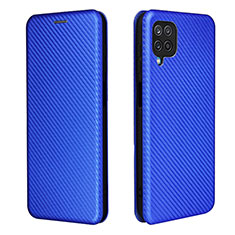 Leather Case Stands Flip Cover Holder L04Z for Samsung Galaxy M12 Blue