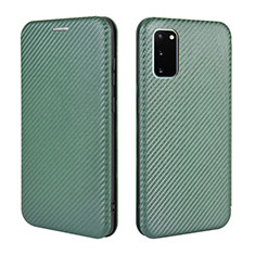 Leather Case Stands Flip Cover Holder L04Z for Samsung Galaxy S20 FE (2022) 5G Green