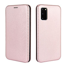 Leather Case Stands Flip Cover Holder L04Z for Samsung Galaxy S20 FE (2022) 5G Rose Gold