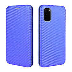 Leather Case Stands Flip Cover Holder L04Z for Samsung Galaxy S20 FE 4G Blue