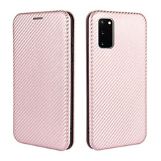 Leather Case Stands Flip Cover Holder L04Z for Samsung Galaxy S20 FE 5G Rose Gold