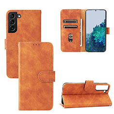 Leather Case Stands Flip Cover Holder L04Z for Samsung Galaxy S23 5G Brown