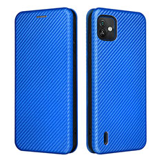 Leather Case Stands Flip Cover Holder L04Z for Wiko Y82 Blue