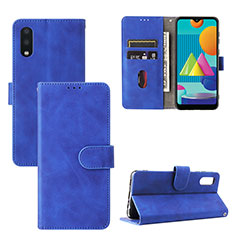 Leather Case Stands Flip Cover Holder L05Z for Samsung Galaxy A02 Blue