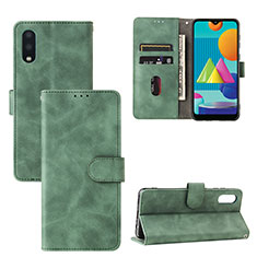 Leather Case Stands Flip Cover Holder L05Z for Samsung Galaxy A02 Green