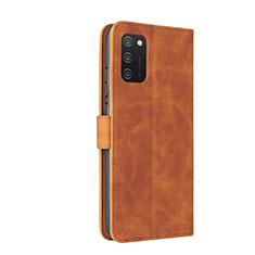 Leather Case Stands Flip Cover Holder L05Z for Samsung Galaxy A03s Brown