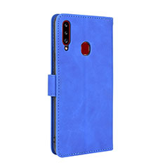 Leather Case Stands Flip Cover Holder L05Z for Samsung Galaxy A20s Blue