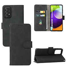 Leather Case Stands Flip Cover Holder L05Z for Samsung Galaxy A52 4G Black