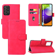 Leather Case Stands Flip Cover Holder L05Z for Samsung Galaxy A52 4G Hot Pink