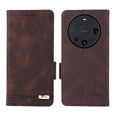 Leather Case Stands Flip Cover Holder L06Z for Huawei Mate 60 Brown