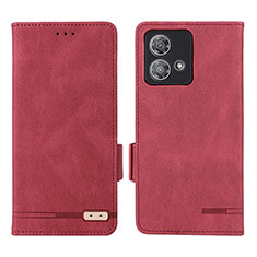 Leather Case Stands Flip Cover Holder L06Z for Motorola Moto Edge 40 Neo 5G Red