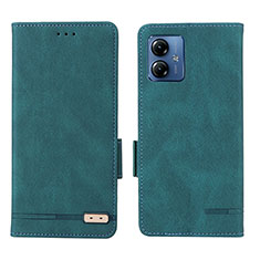 Leather Case Stands Flip Cover Holder L06Z for Motorola Moto G14 Green