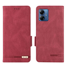 Leather Case Stands Flip Cover Holder L06Z for Motorola Moto G14 Red
