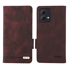 Leather Case Stands Flip Cover Holder L06Z for Motorola Moto G84 5G Brown