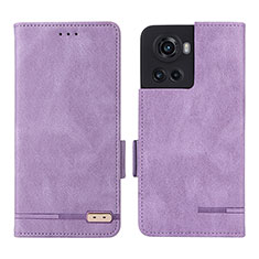 Leather Case Stands Flip Cover Holder L06Z for OnePlus 10R 5G Purple