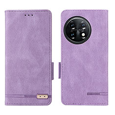 Leather Case Stands Flip Cover Holder L06Z for OnePlus 11 5G Purple