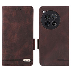 Leather Case Stands Flip Cover Holder L06Z for OnePlus 12 5G Brown