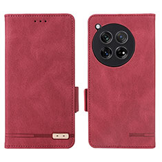 Leather Case Stands Flip Cover Holder L06Z for OnePlus 12 5G Red