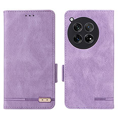 Leather Case Stands Flip Cover Holder L06Z for OnePlus 12R 5G Purple