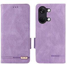 Leather Case Stands Flip Cover Holder L06Z for OnePlus Ace 2V 5G Purple