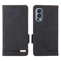 Leather Case Stands Flip Cover Holder L06Z for OnePlus Nord 2 5G Black