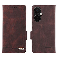 Leather Case Stands Flip Cover Holder L06Z for OnePlus Nord CE 3 5G Brown