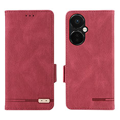 Leather Case Stands Flip Cover Holder L06Z for OnePlus Nord CE 3 5G Red