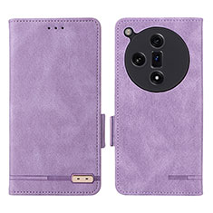 Leather Case Stands Flip Cover Holder L06Z for Oppo Find X7 5G Purple