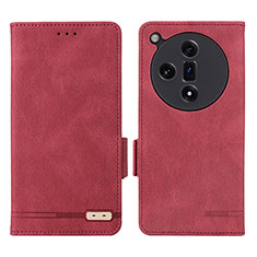 Leather Case Stands Flip Cover Holder L06Z for Oppo Find X7 5G Red