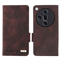 Leather Case Stands Flip Cover Holder L06Z for Oppo Find X7 Ultra 5G Brown