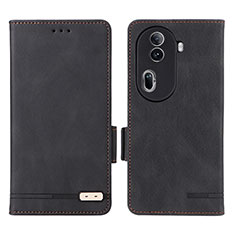 Leather Case Stands Flip Cover Holder L06Z for Oppo Reno11 Pro 5G Black