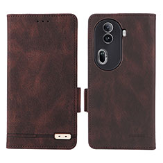 Leather Case Stands Flip Cover Holder L06Z for Oppo Reno11 Pro 5G Brown