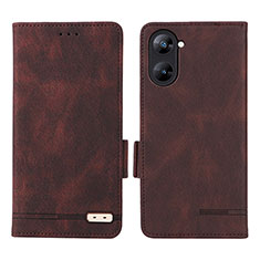 Leather Case Stands Flip Cover Holder L06Z for Realme 10S 5G Brown