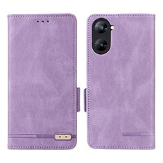 Leather Case Stands Flip Cover Holder L06Z for Realme 10S 5G Purple