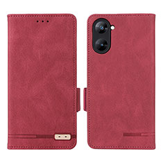 Leather Case Stands Flip Cover Holder L06Z for Realme 10S 5G Red