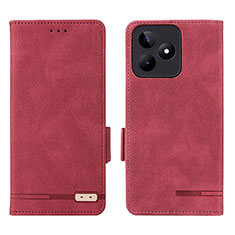 Leather Case Stands Flip Cover Holder L06Z for Realme C51 Red