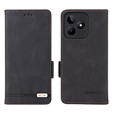 Leather Case Stands Flip Cover Holder L06Z for Realme C53 Black