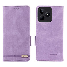 Leather Case Stands Flip Cover Holder L06Z for Realme C67 Purple