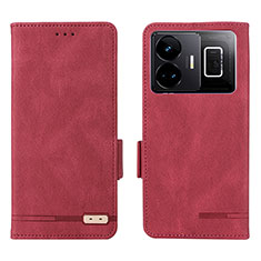 Leather Case Stands Flip Cover Holder L06Z for Realme GT3 5G Red