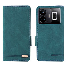 Leather Case Stands Flip Cover Holder L06Z for Realme GT5 5G Green