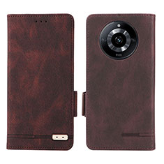 Leather Case Stands Flip Cover Holder L06Z for Realme Narzo 60 5G Brown