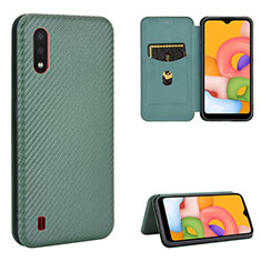 Leather Case Stands Flip Cover Holder L06Z for Samsung Galaxy A01 SM-A015 Green