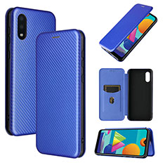 Leather Case Stands Flip Cover Holder L06Z for Samsung Galaxy A02 Blue