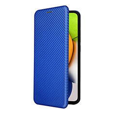 Leather Case Stands Flip Cover Holder L06Z for Samsung Galaxy A03 Blue